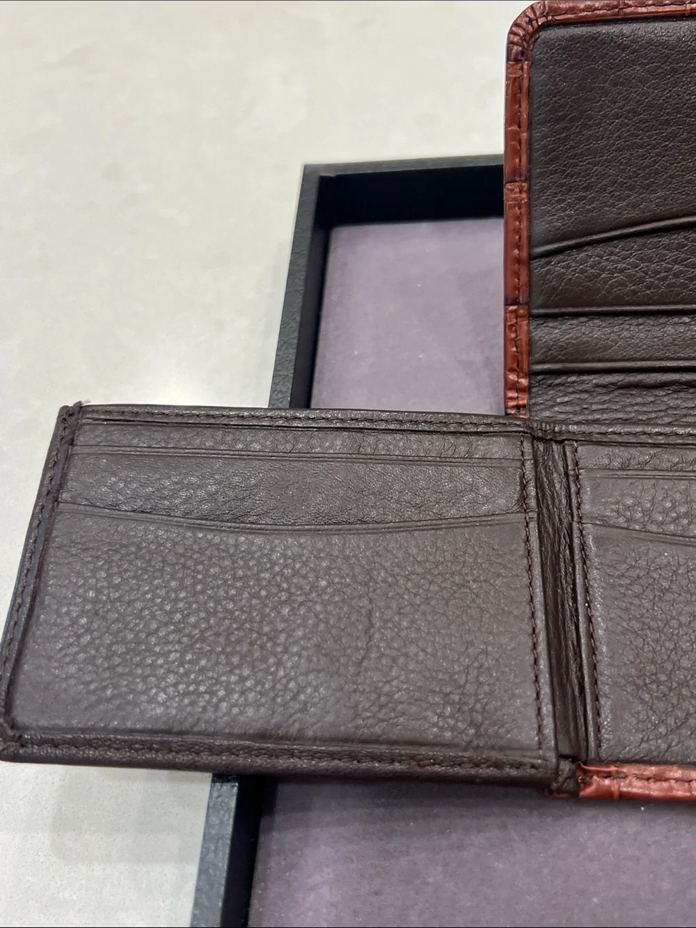 Brighton Men's Croc-Embossed Leather Card Holder
